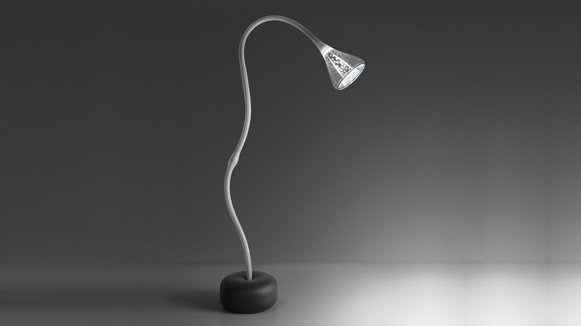 White PIPE Floor Lamp with Black Base