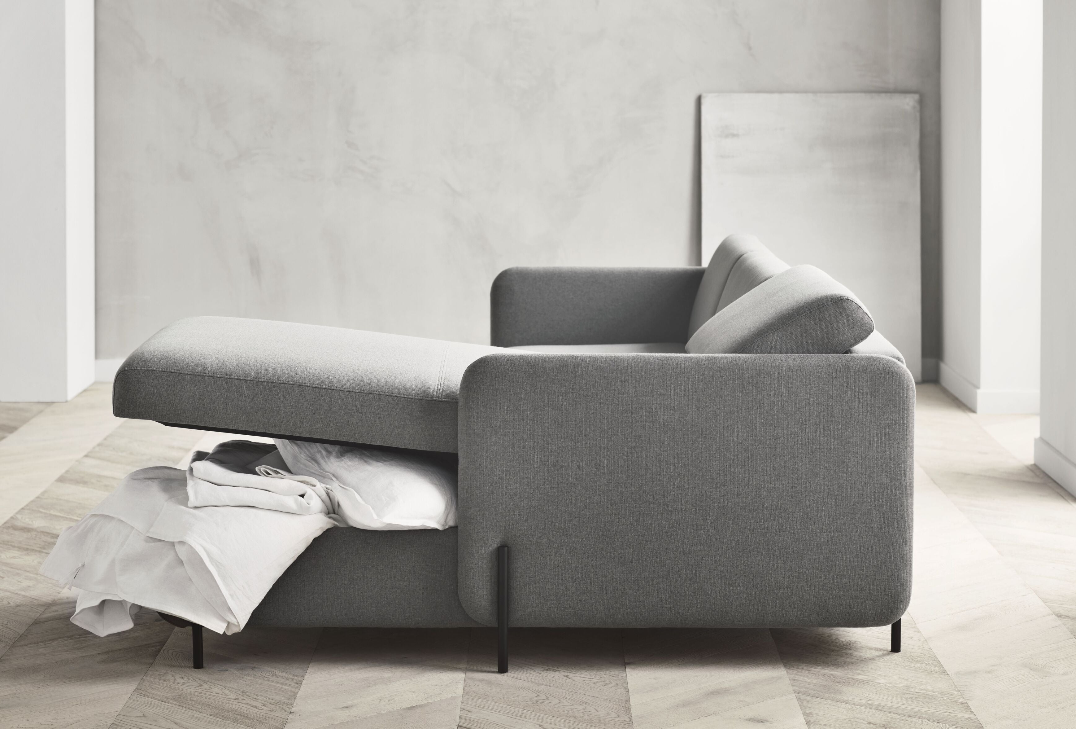 Sofa uitklapbaar 3-zits PIRA zwarte stalen basis