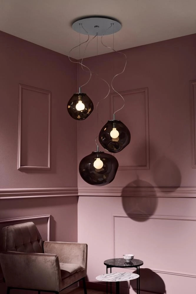 Hanglamp driepunts AVIA 3 transparant met zilveren afwerking