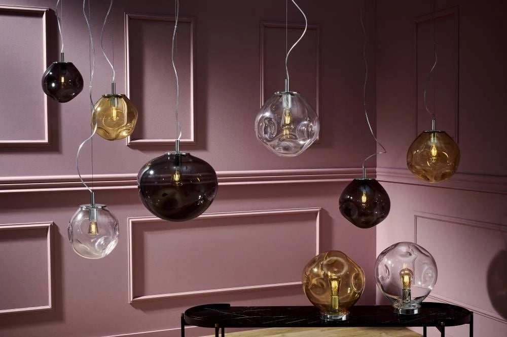 AVIA 3 three-point pendant lamp smoky black with silver finish