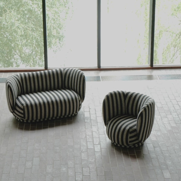 Fauteuil RICO LOUNGE Louisiana chocolade met zandkleur
