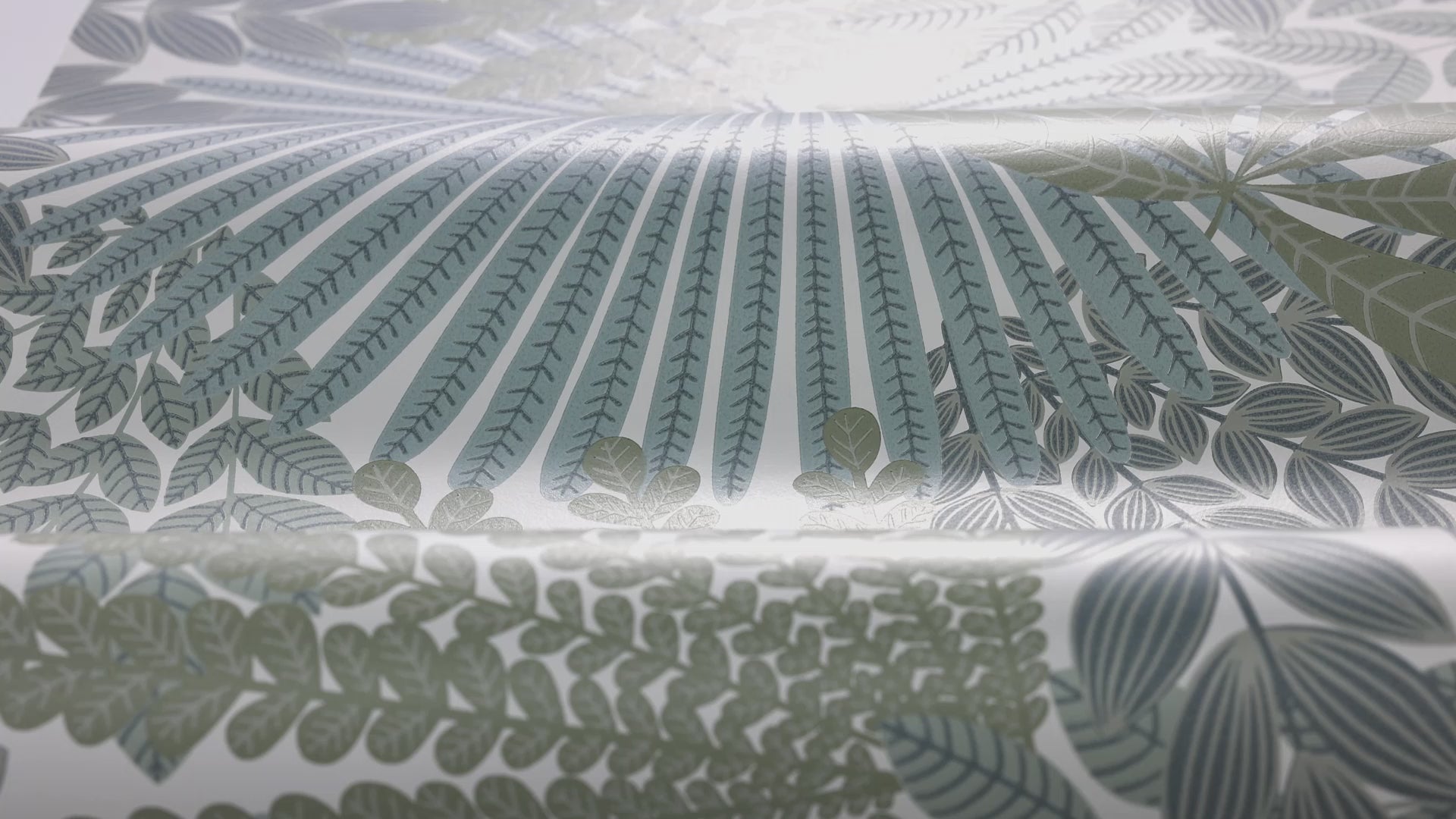 Olive Green Velvet Leaves Floral Wallpaper