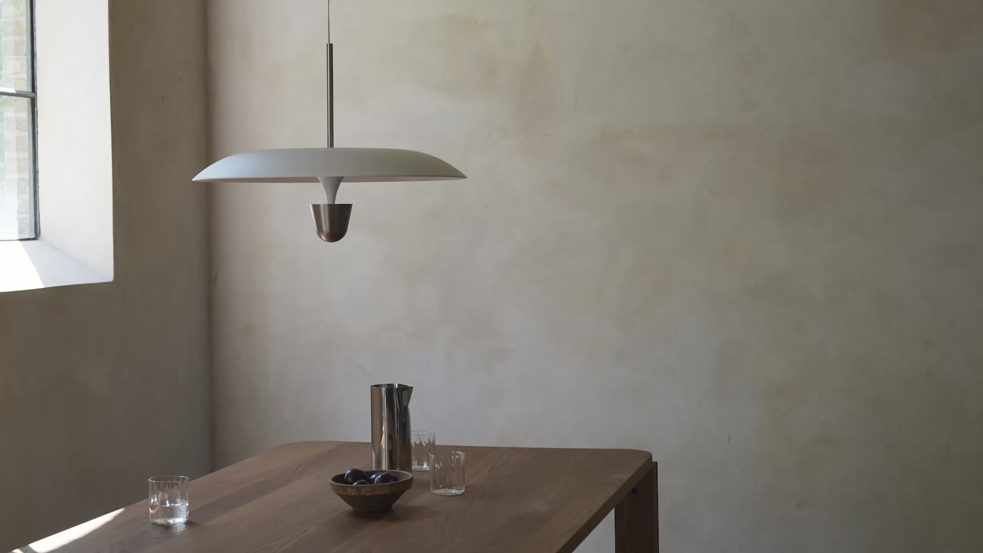 Hanglamp KANTARELL wit met nikkelafwerking