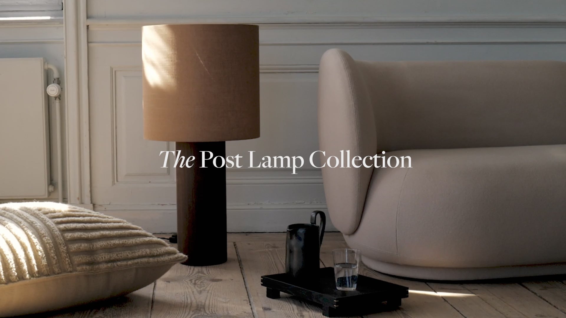 Table lamp base Post lines oak veneer