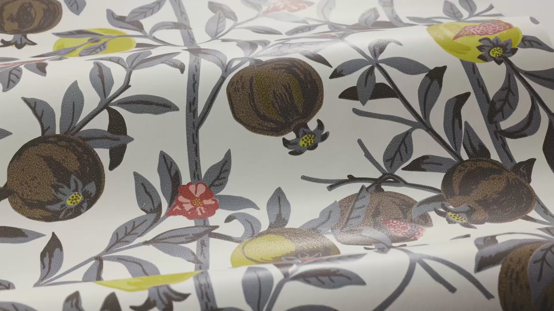 Fruit Pattern Wallpaper GRANATAPPLE White with Brown