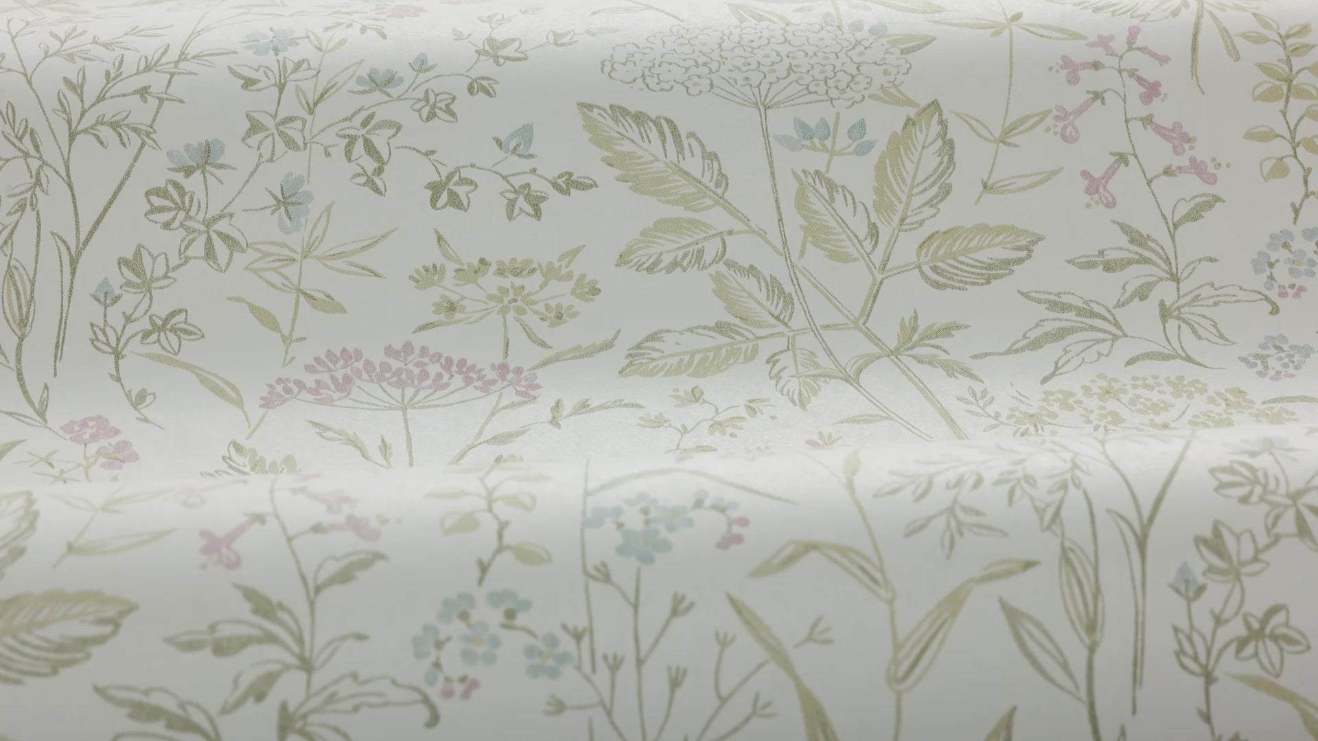 Non-woven paper wallpaper with a plant pattern EMIL cream with light green