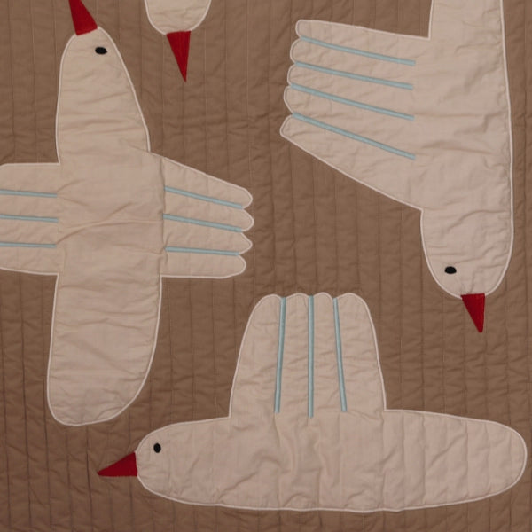 Gequiltde dekbedovertrek BIRD beige