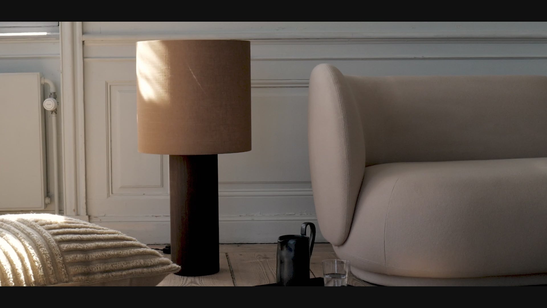 Table lamp base Post lines oak veneer