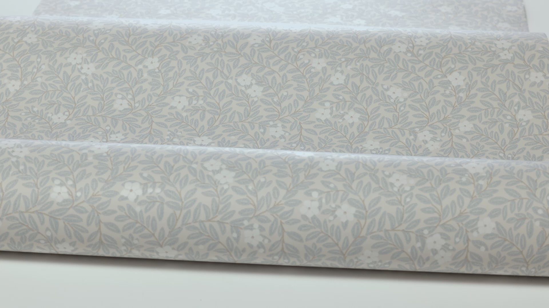 Myrtle Floral Pattern Wallpaper in Muted Blue with White