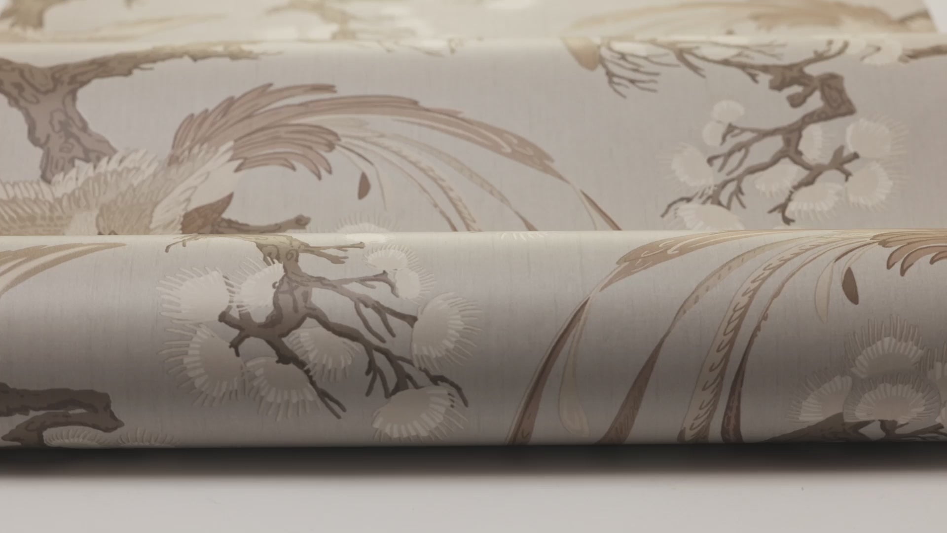 Tapete mit Pflanzen- und Tiermotiv FENIX gedämpftes Beige