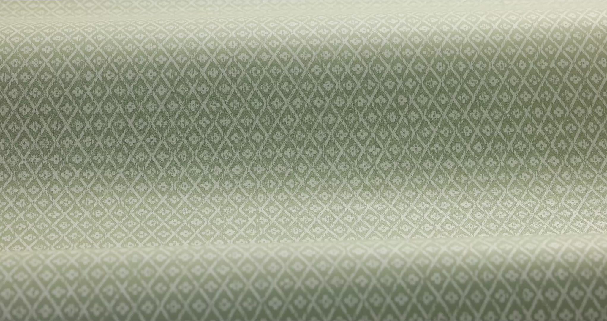Geometrisch patroon behang WILLOWHERB groen met wit