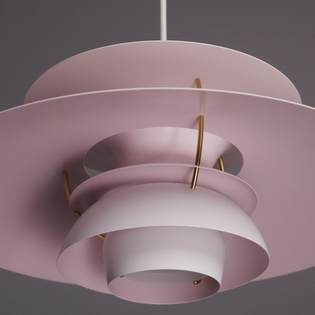 Hanglamp PH 5 pastelblauw met roze en perzik