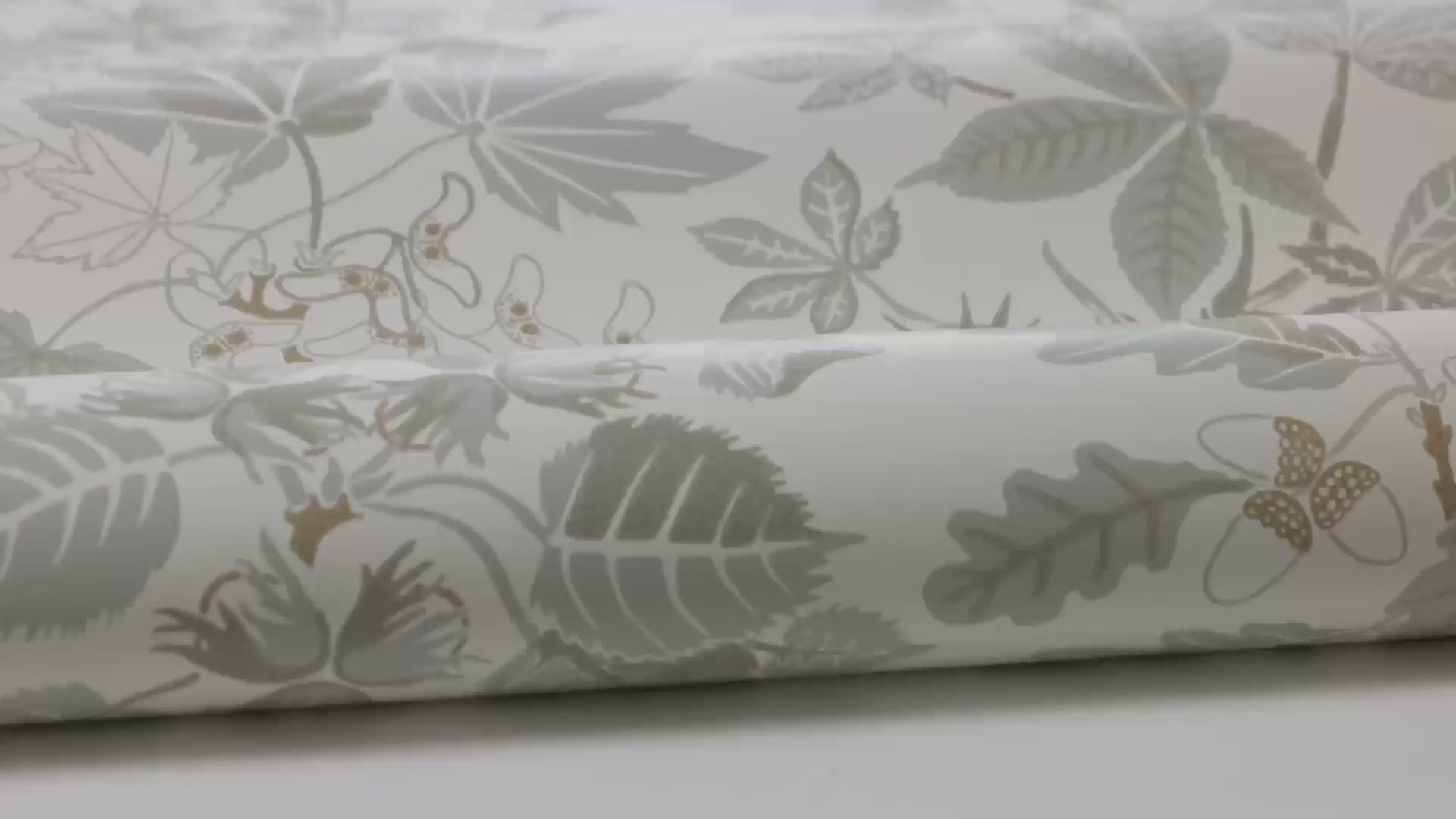 Behang met plantmotief in bladeren ARBORETUM crème met grijs