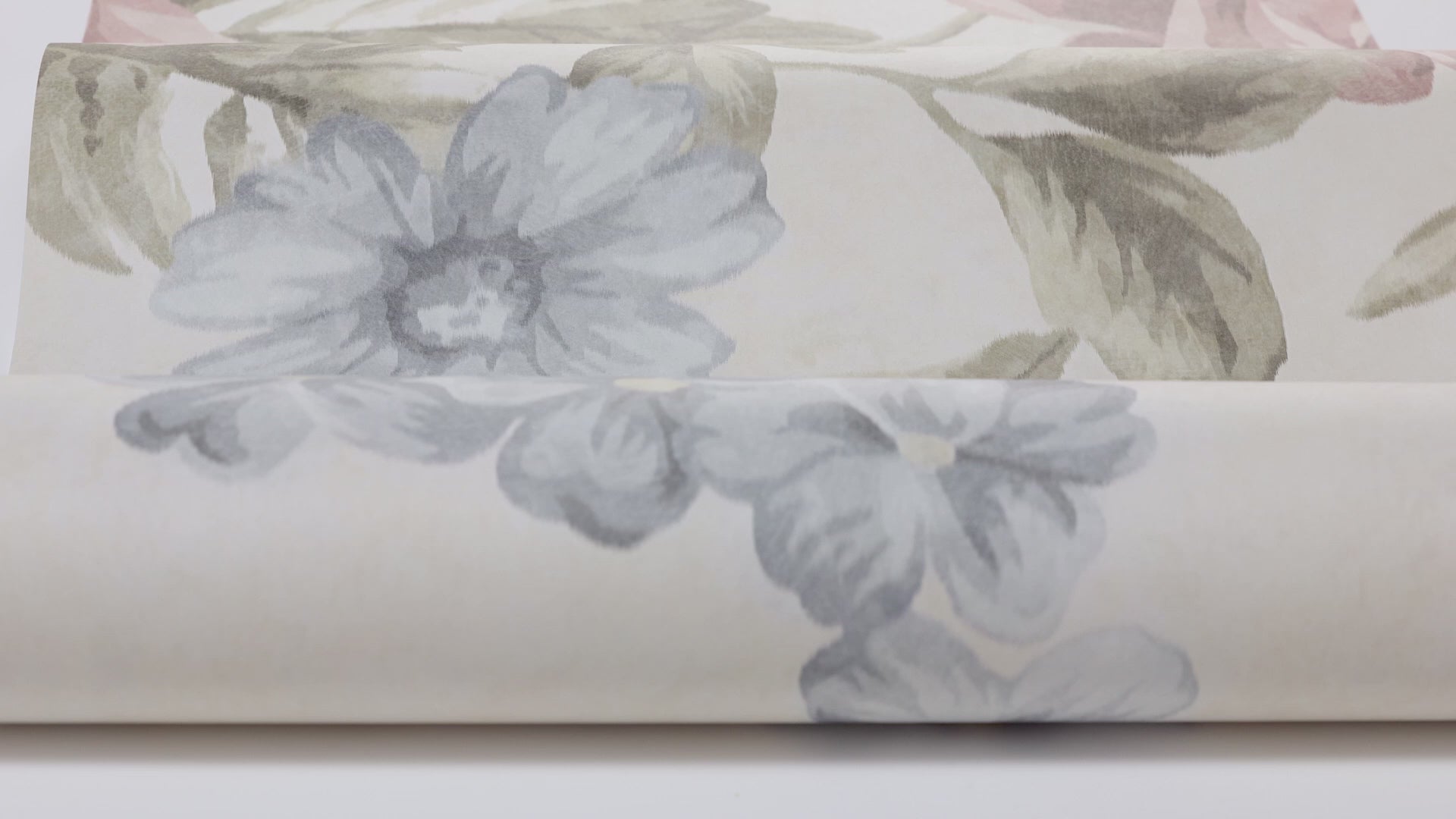 Muurschildering met bloemenmotief FLOWER GARDEN crème met roze