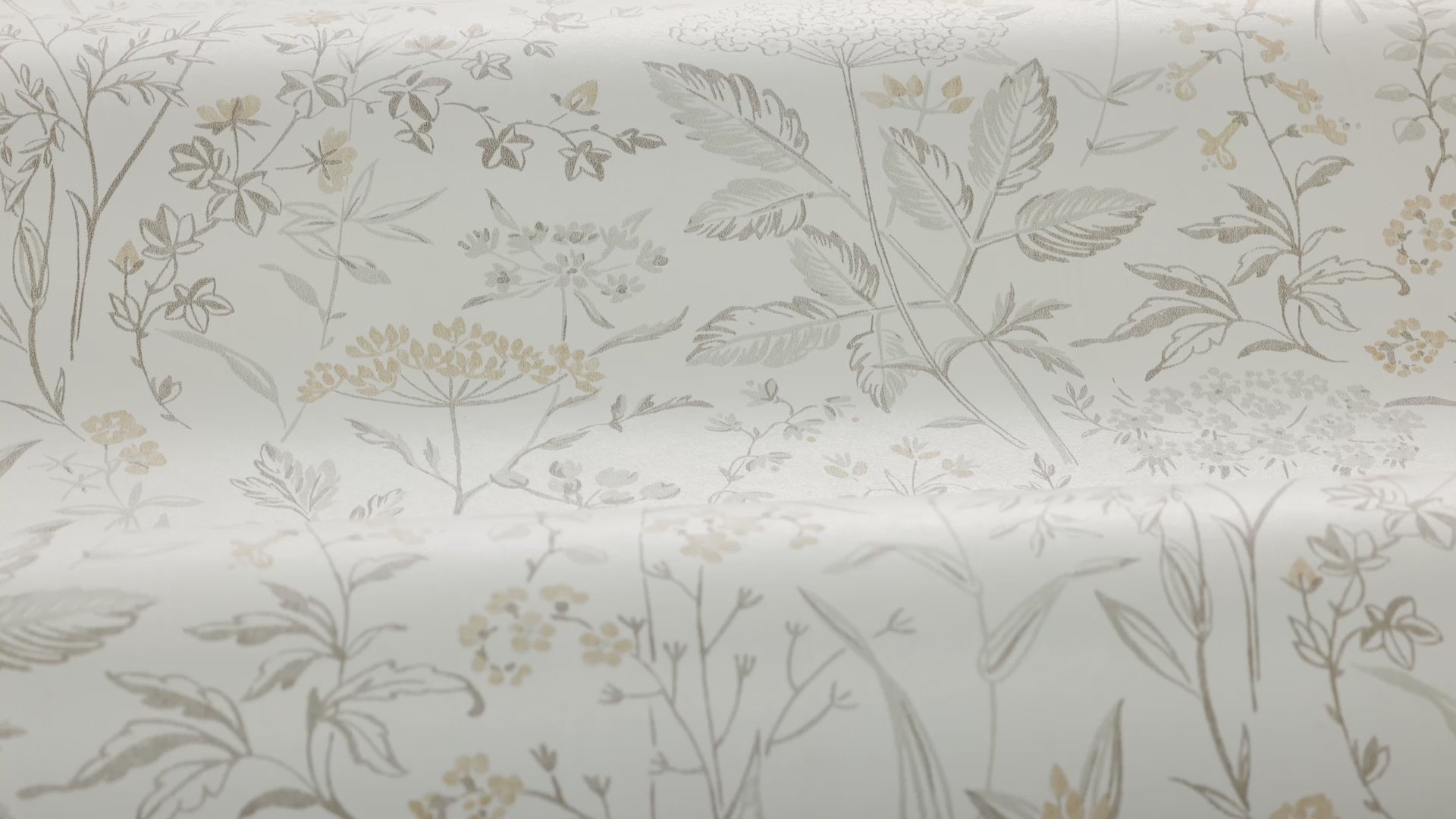 Vliesbehang met plantaal patroon EMIL crème met groen