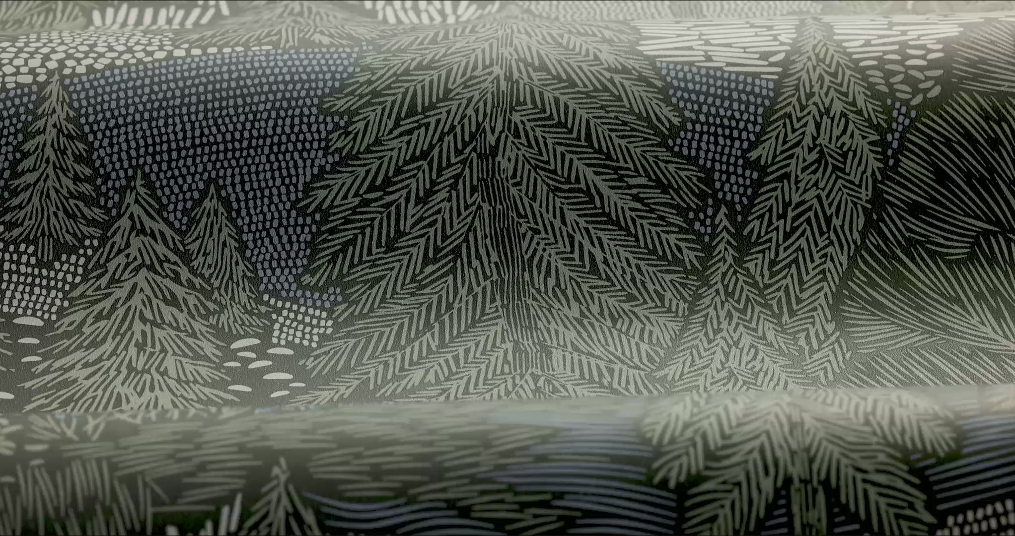 Northern Forest Plant Motif Wallpaper in Muted Green