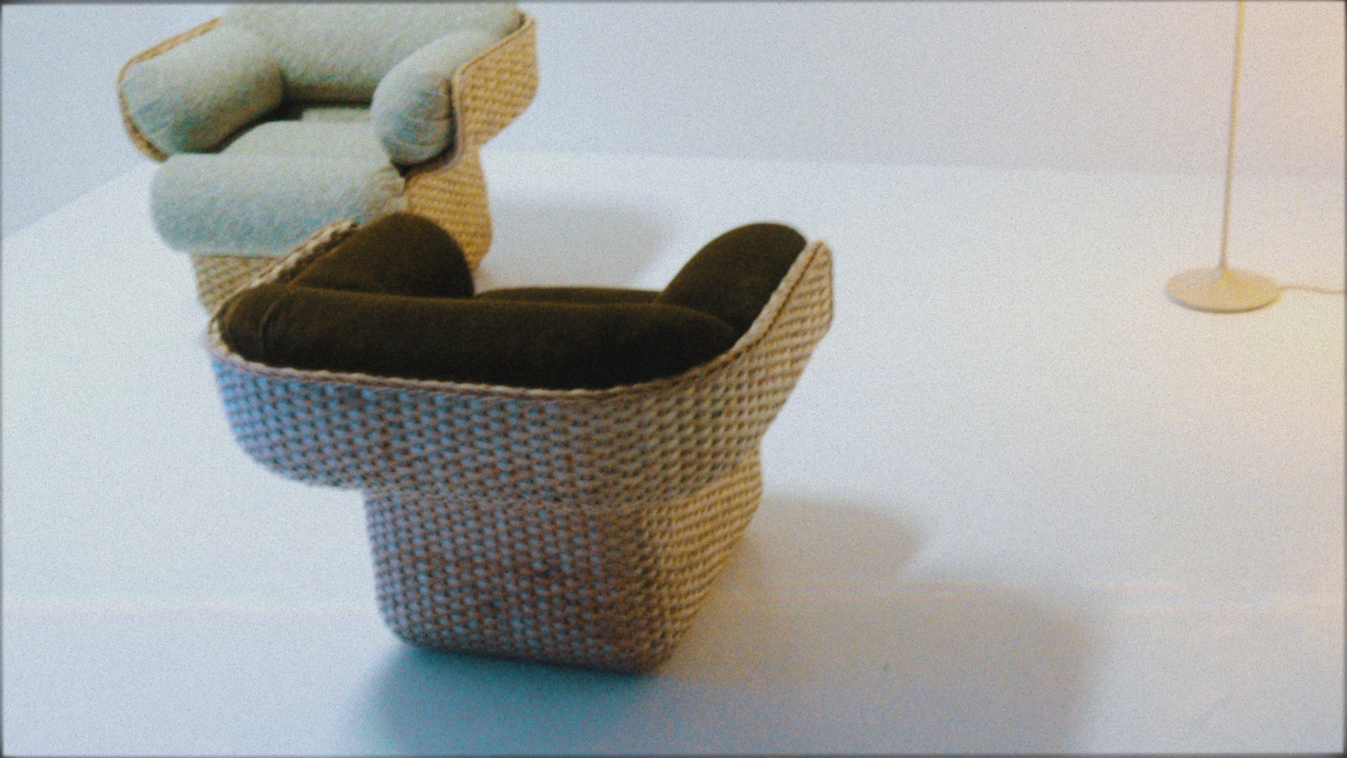 Sofa 2-zits BASKET wit met riet