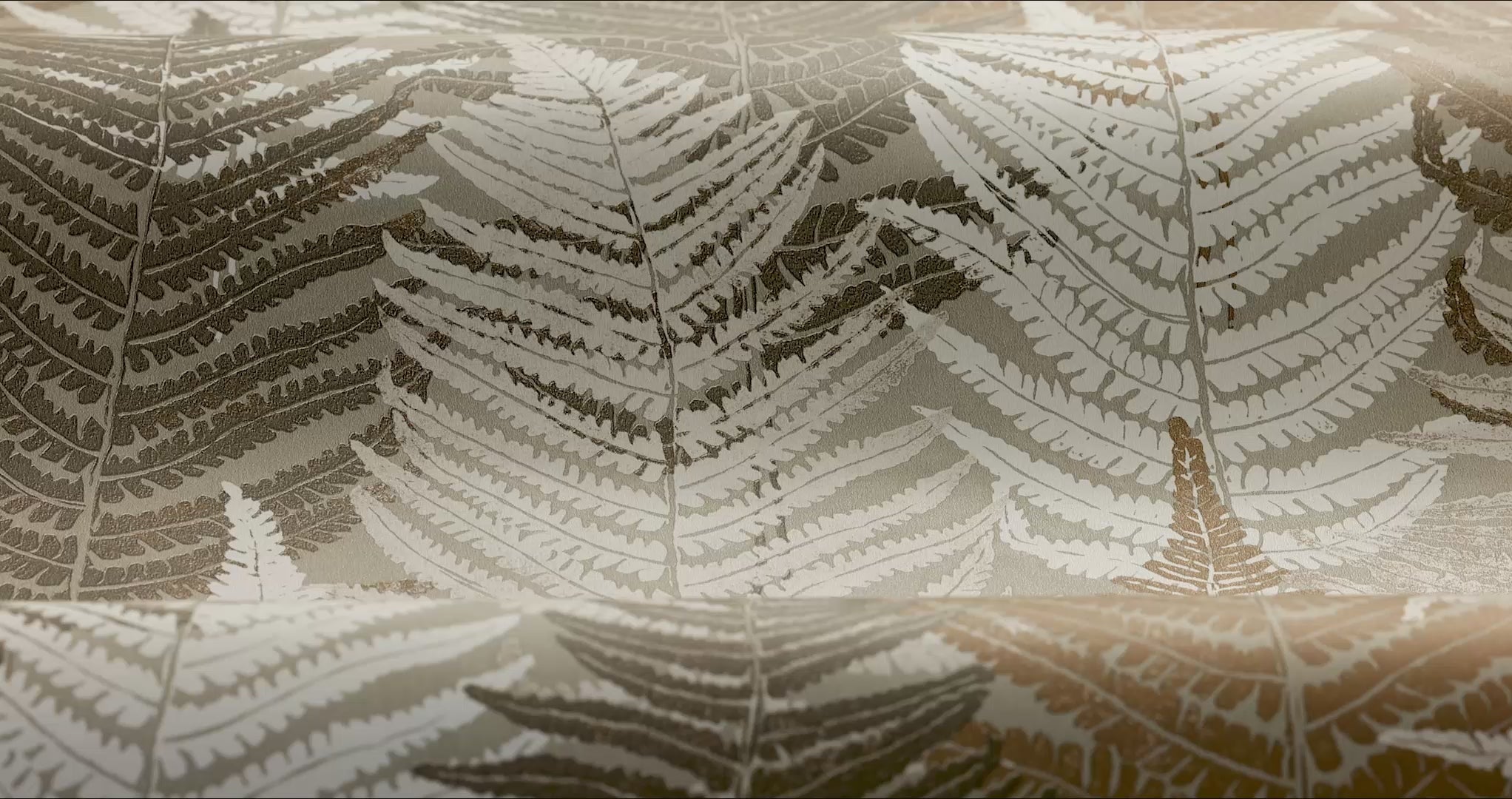 Fern Forest Brown and Beige Leaf Pattern Wallpaper