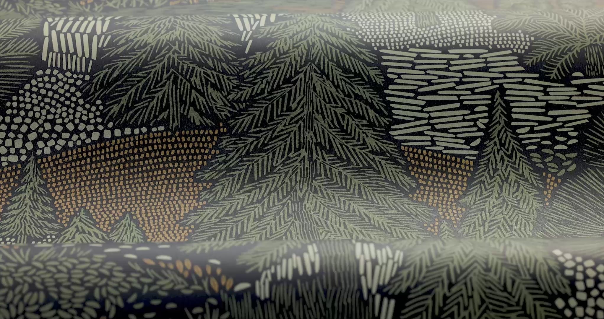 Northern Forest Green and Brown Botanical Tree Wallpaper