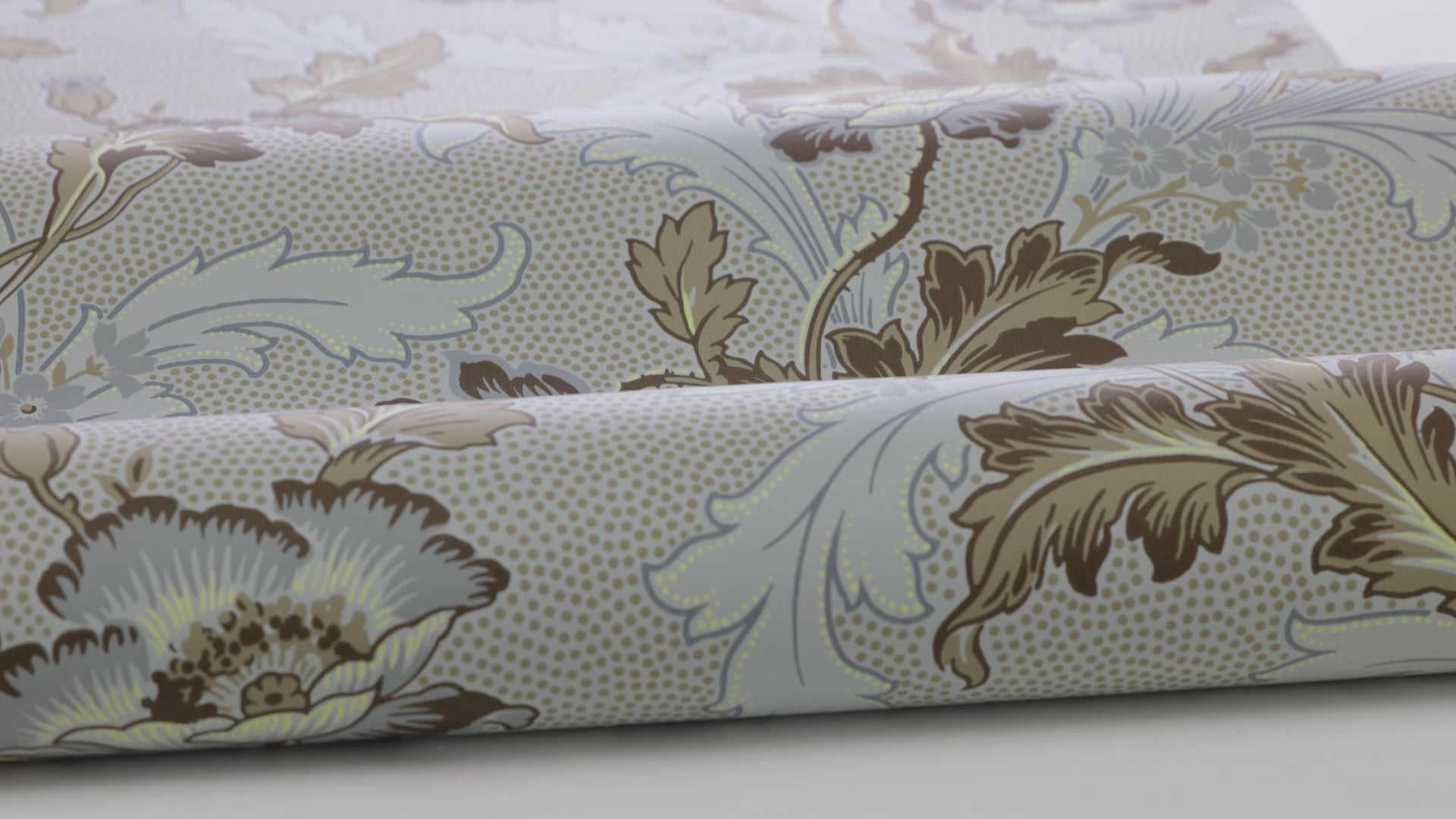 Vliesbehang met plantaal patroon GÖTEBORG blauw met beige