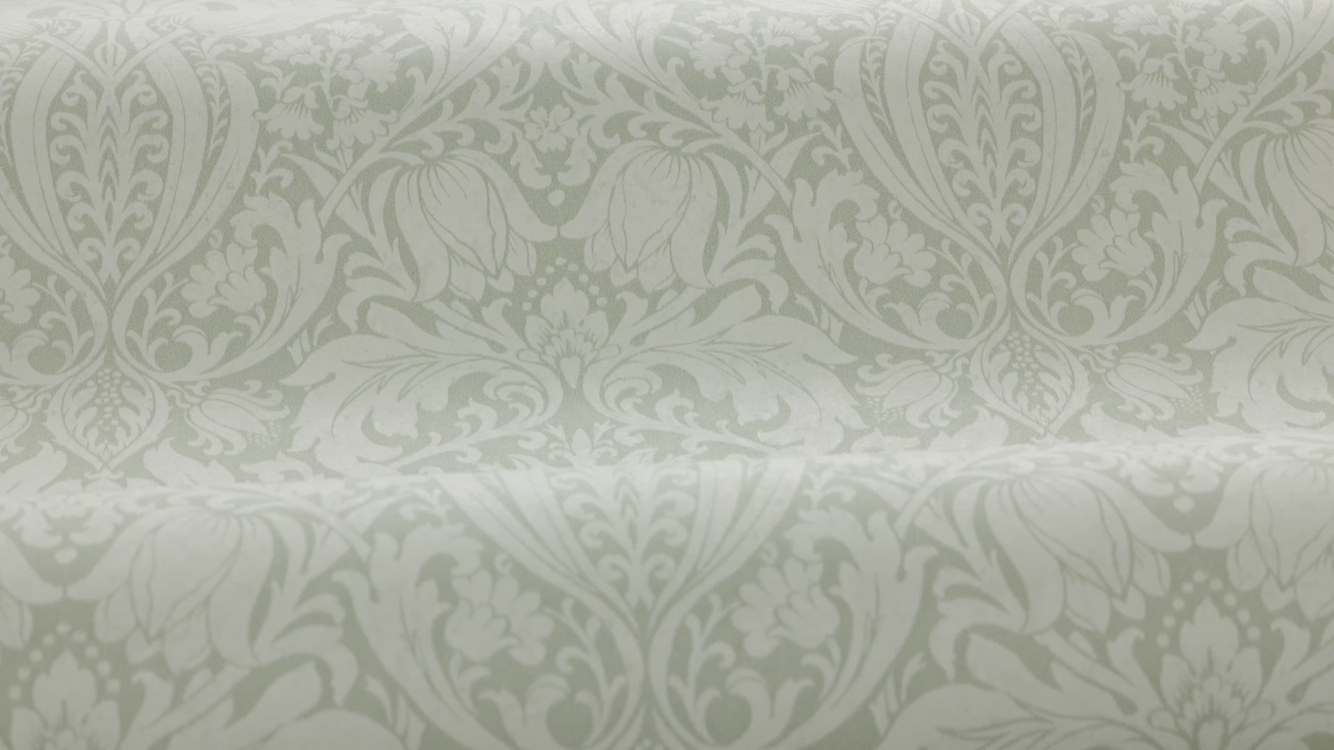 Non-woven paper wallpaper with a plant pattern ALBA green with white