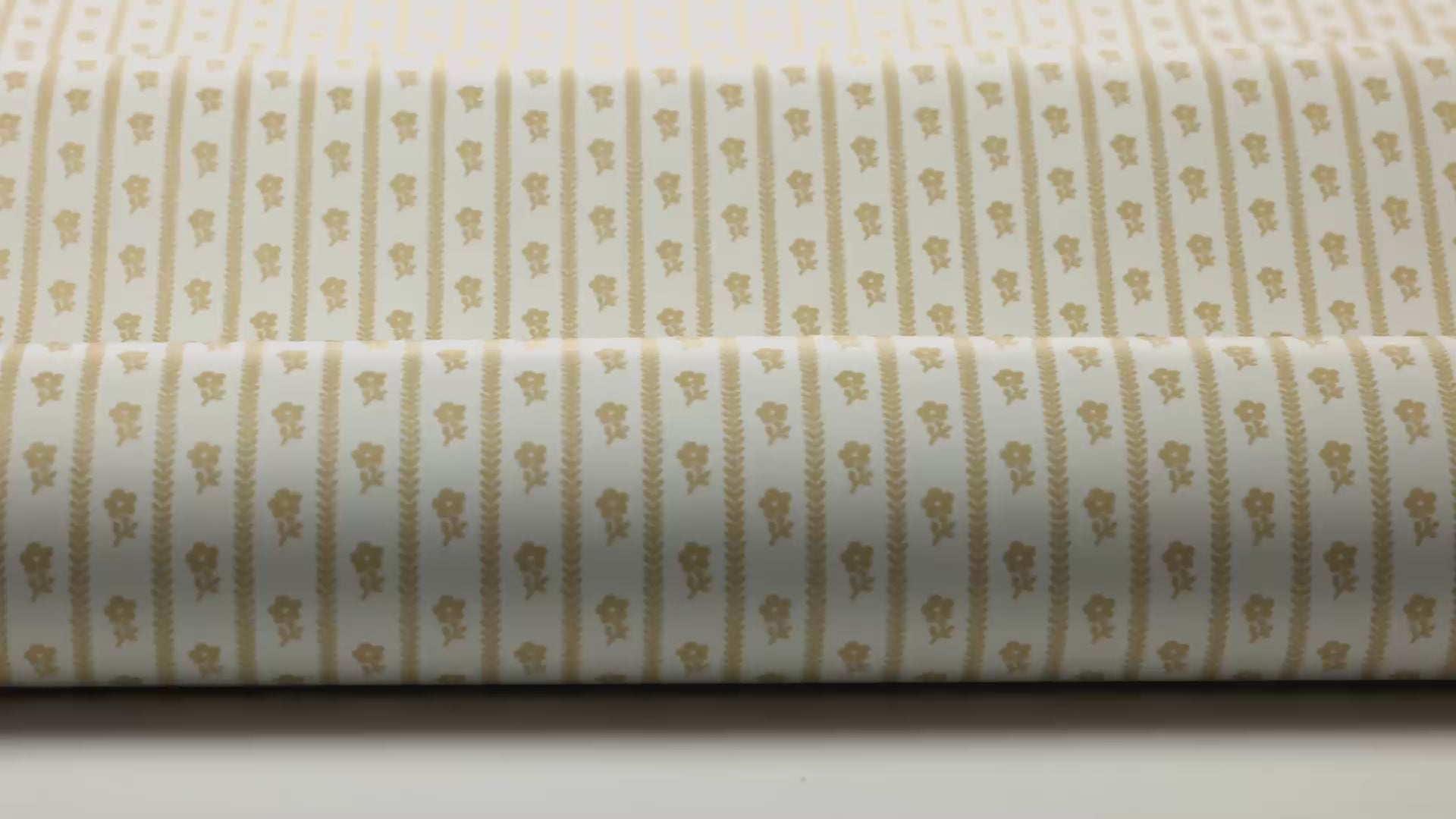LILLA LYCKAN White and Yellow Striped Wallpaper with Floral Motif