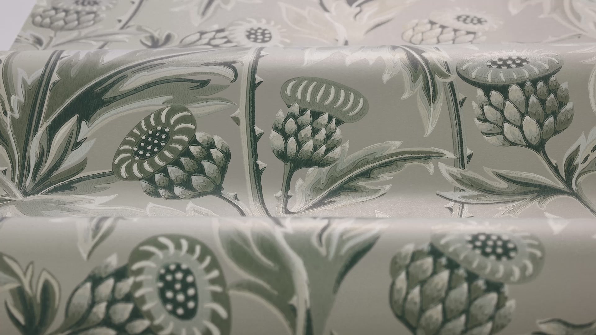 Treasured Thistle Plant Motif Wallpaper in Beige and Green