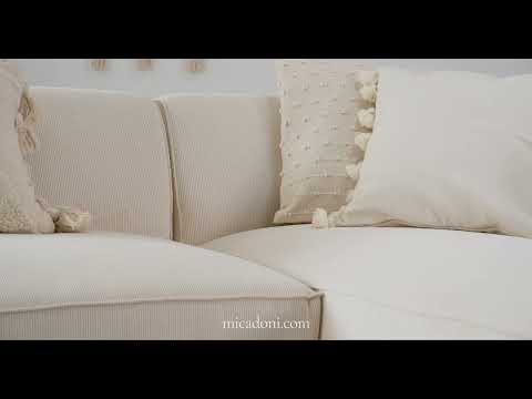 Beige 4-persoons rechtse fluwelen hoekbank RUBY