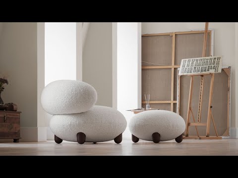 Puf FLOCK gestoffeerd met een houten basis