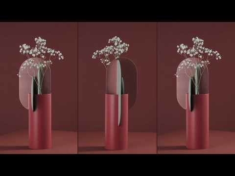 Vase YERMILOV puderrosa mit grau-grünen und stahlfarbenen Akzenten