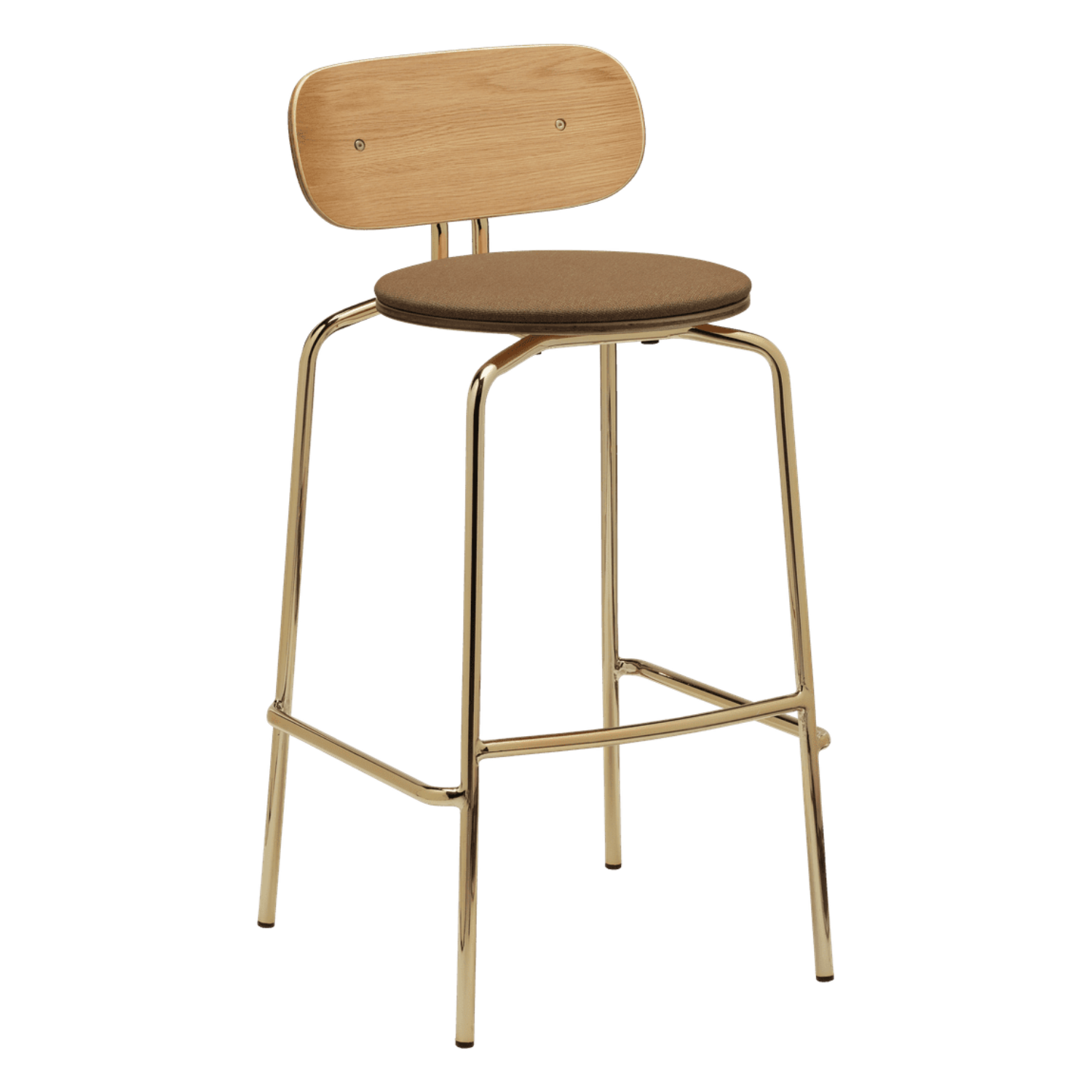 Hocker CURIOUS kaneelkleurig met gouden basis