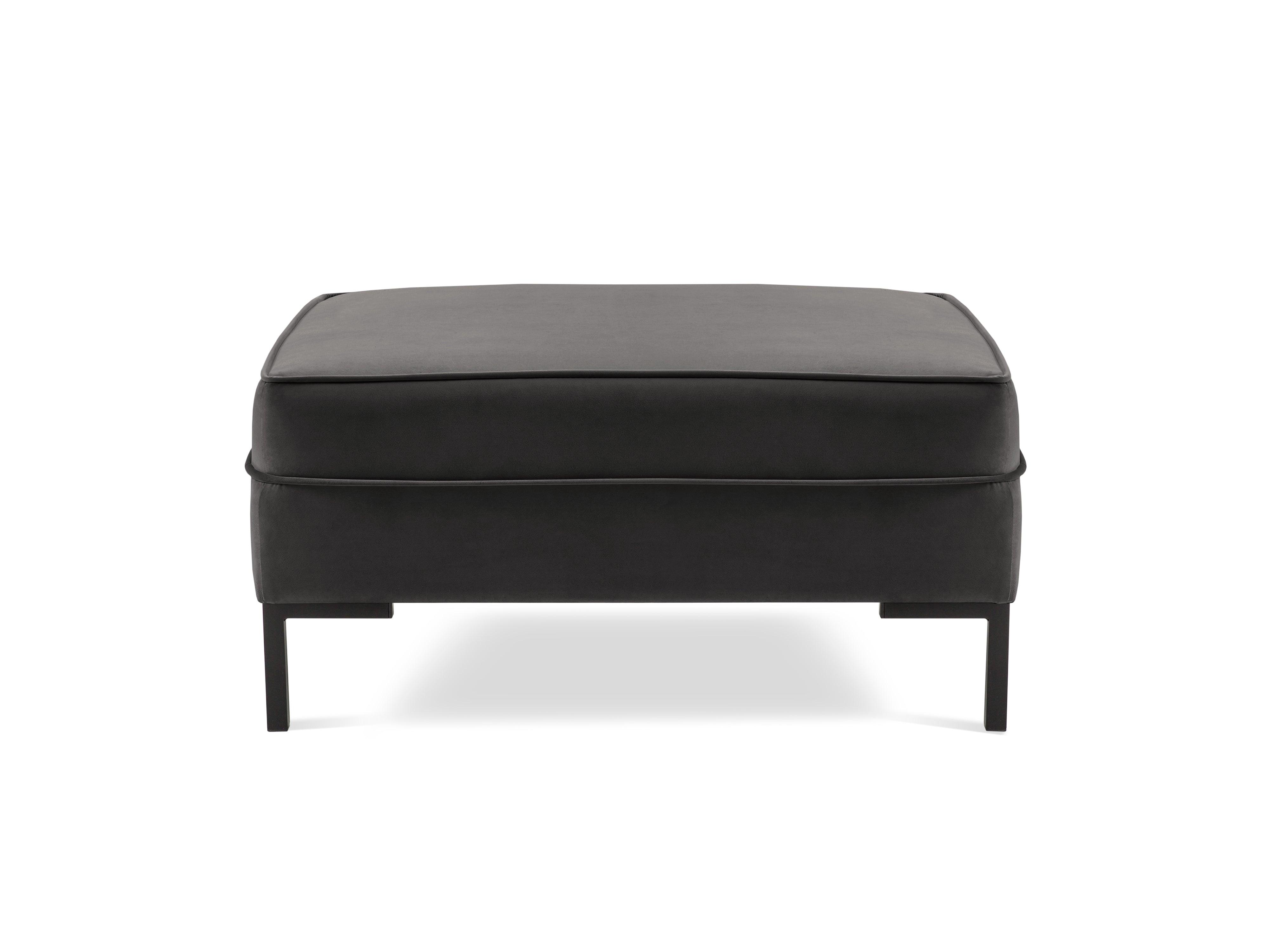 Puf aksamitny LUIS ciemnoszary z czarną podstawą Milo Casa    Eye on Design