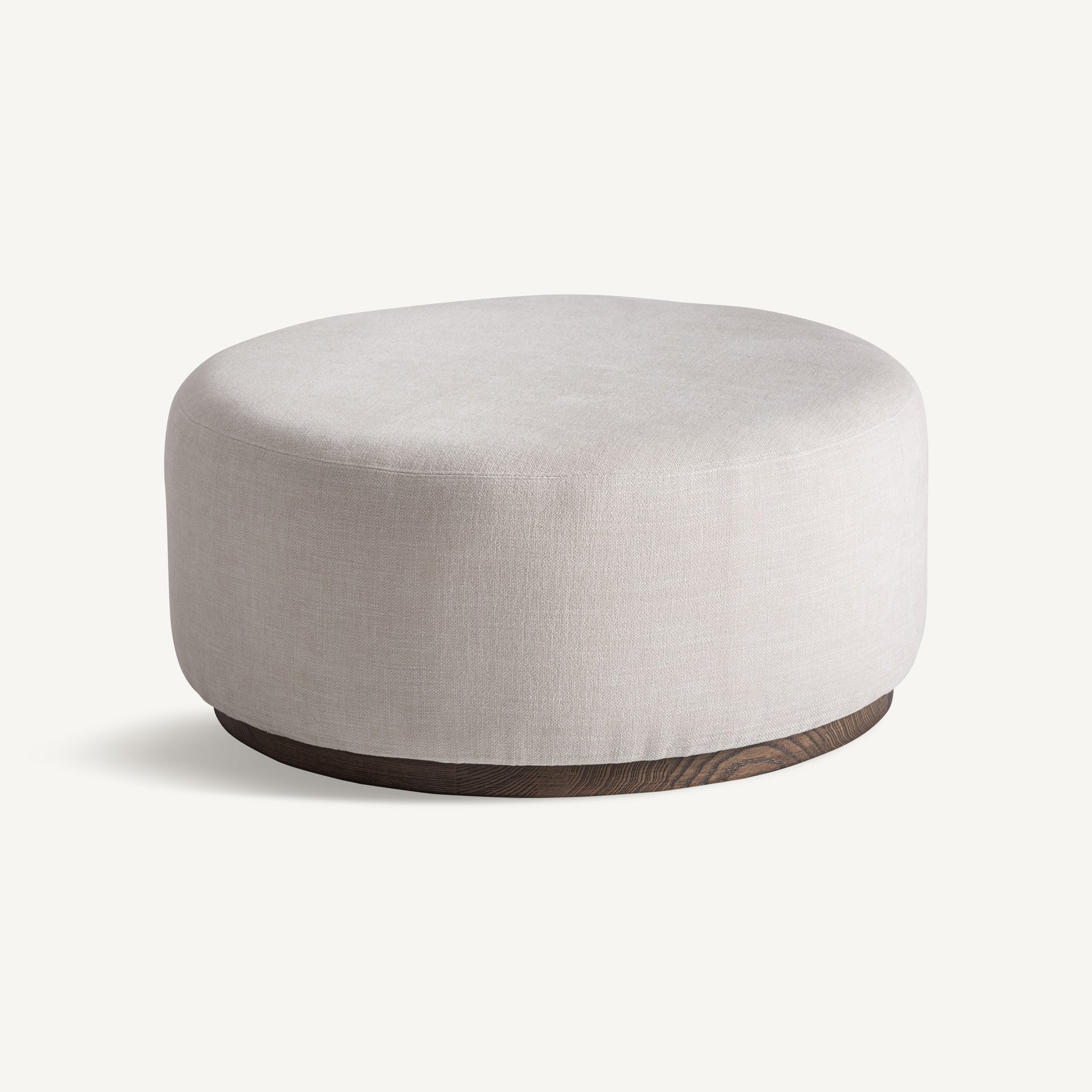 DILBEEK Pouf in Broken White with Wooden Base