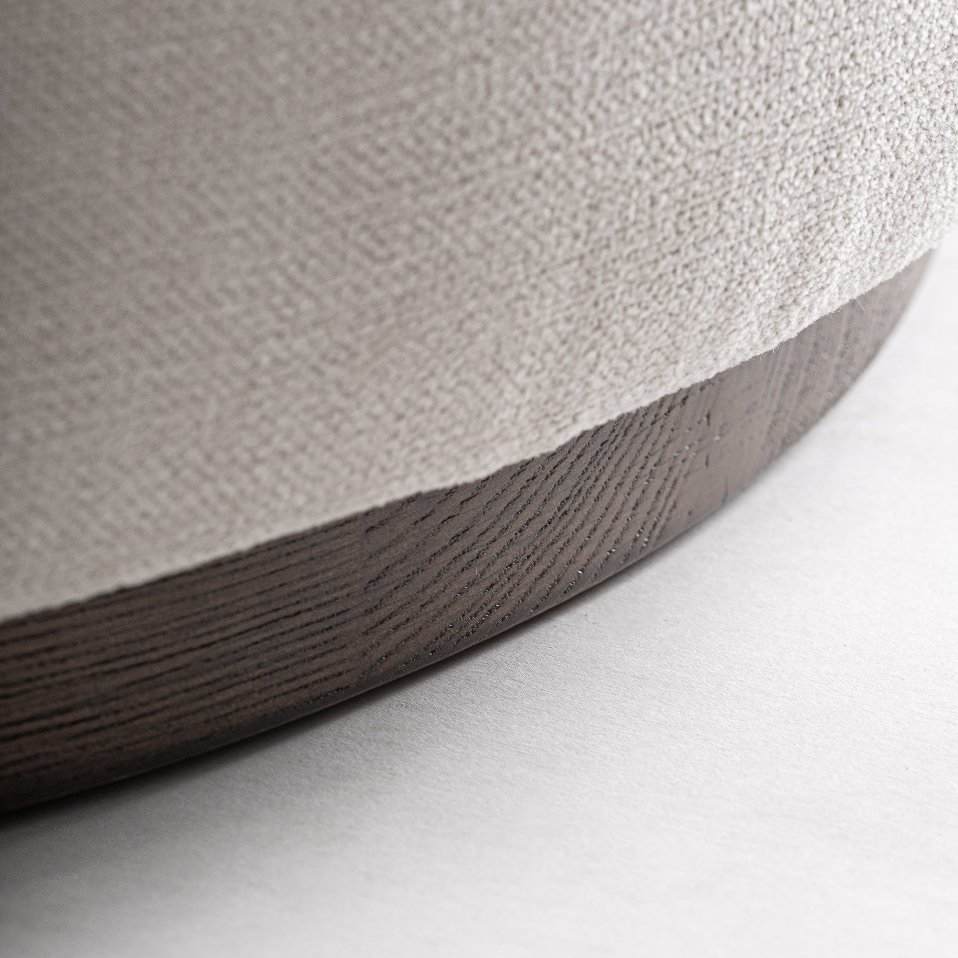 DILBEEK Pouf in Broken White with Wooden Base