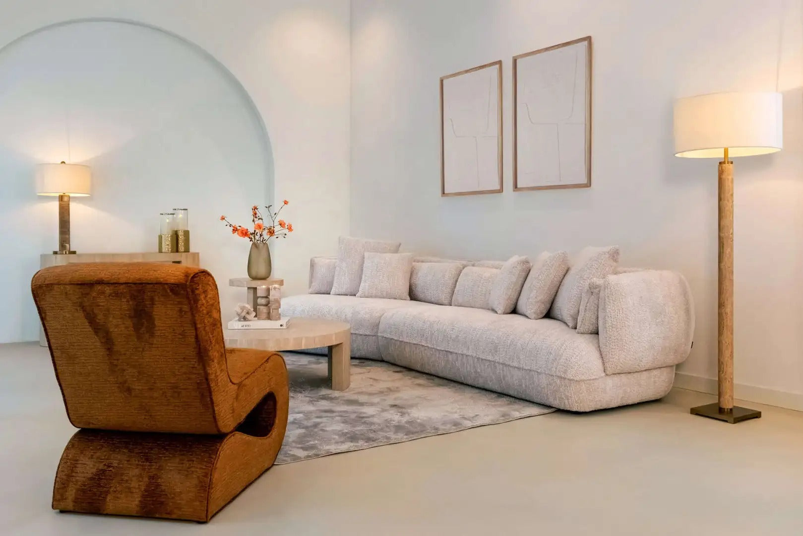 Ronde koffietafel BILTMORE beige travertin