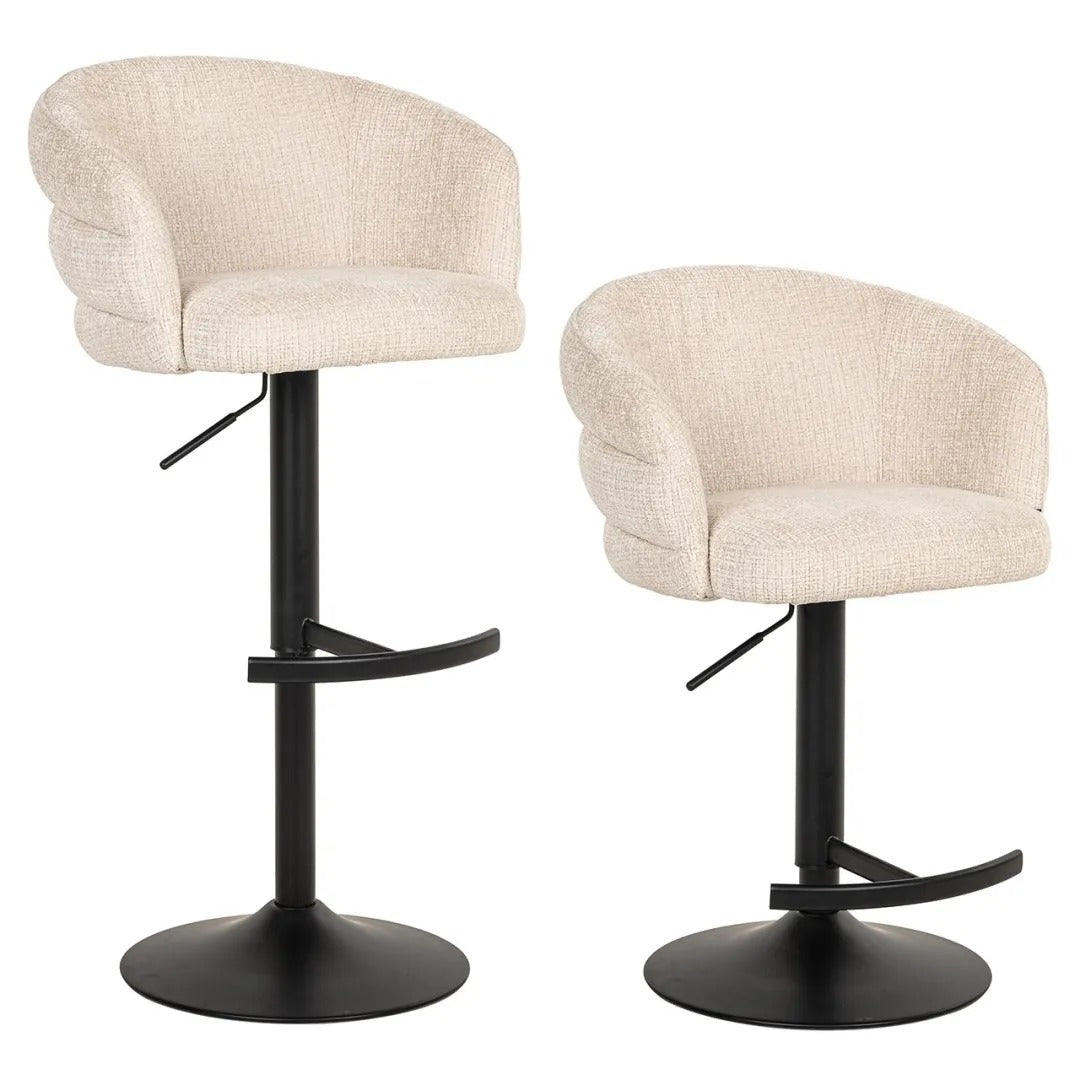 Beige bar stool NIKKI with a black base