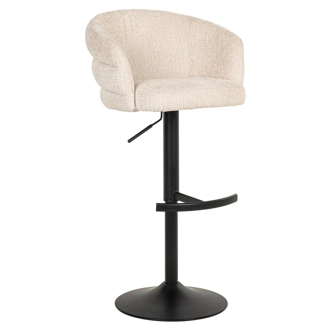 Beige bar stool NIKKI with a black base