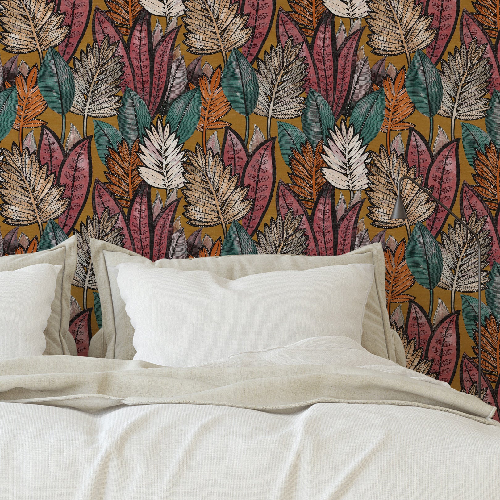 Strukturierte Tapete mit Pflanzenmotiv SABAL - SAFRAN Safran