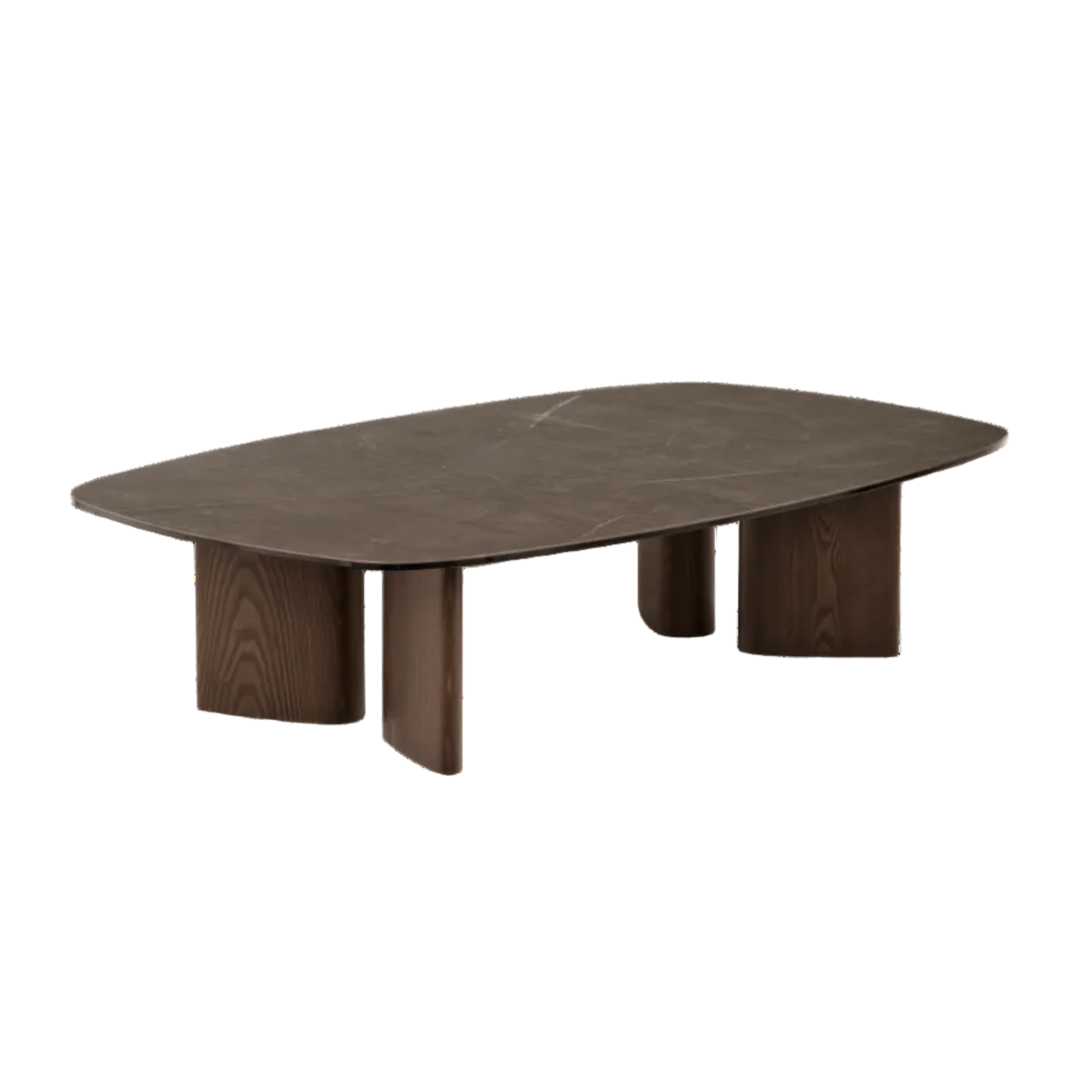 SANDY coffee table brown ceramic with dark wooden base