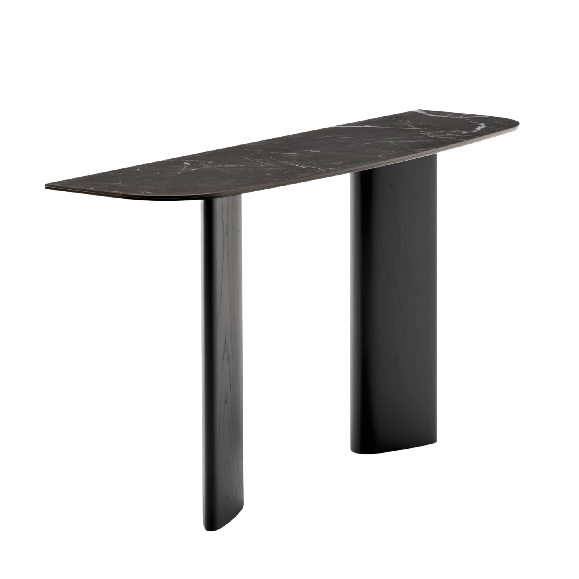 SANDY Console Black Ceramic with Black Wooden Base