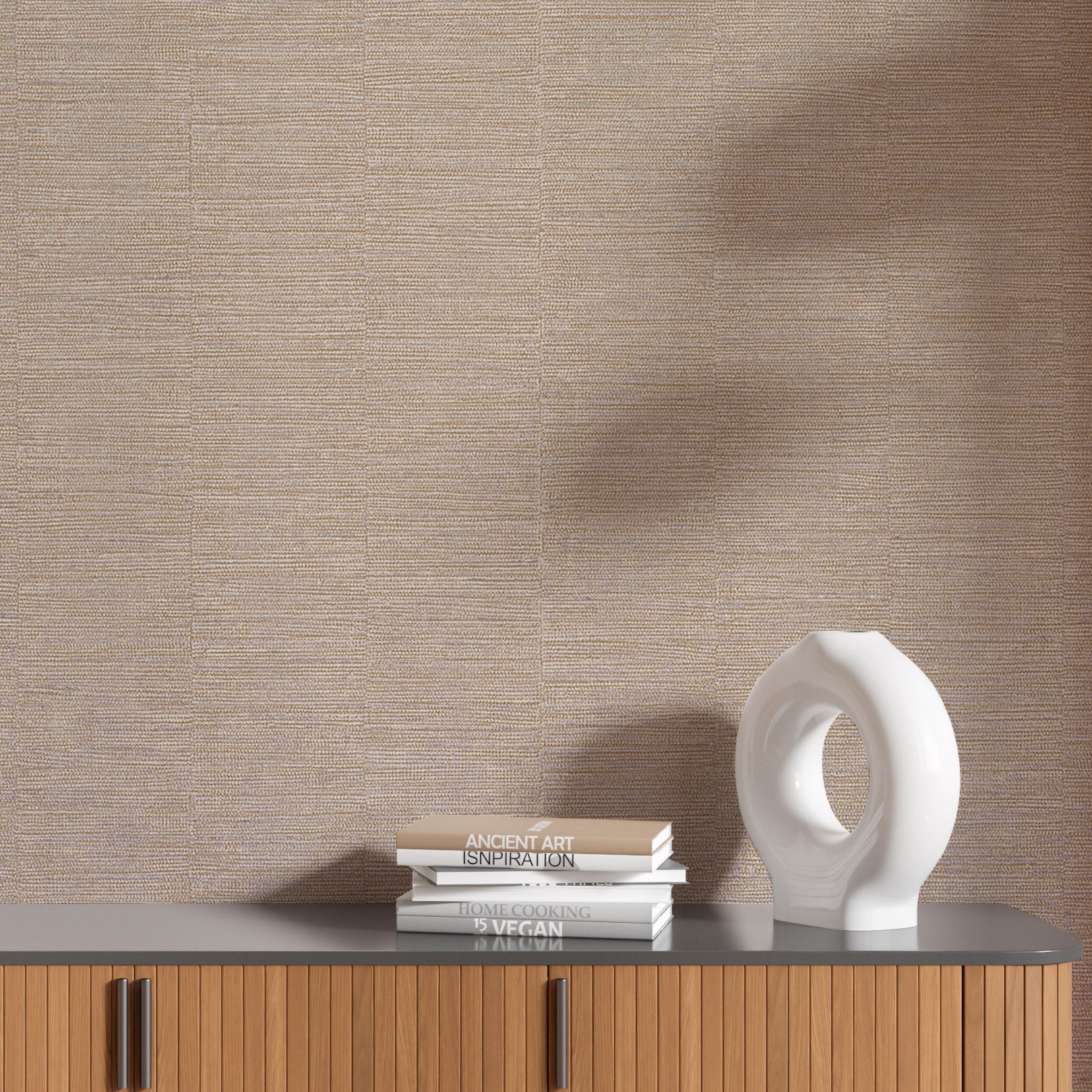 Metallic striped structural wallpaper SCANDIUM - SABLE/SILVER beige