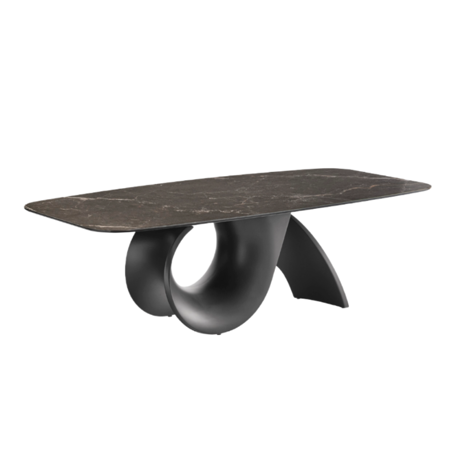 Tafel SEASHELL zwarte blad met grafieten basis