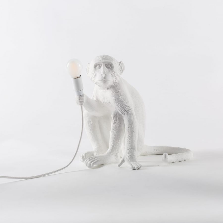 Lampa stołowa MONKEY SITTING biały