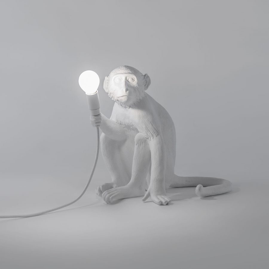 Lampa stołowa MONKEY SITTING biały