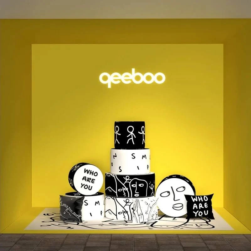 DAWN Pouf schwarz-weiß