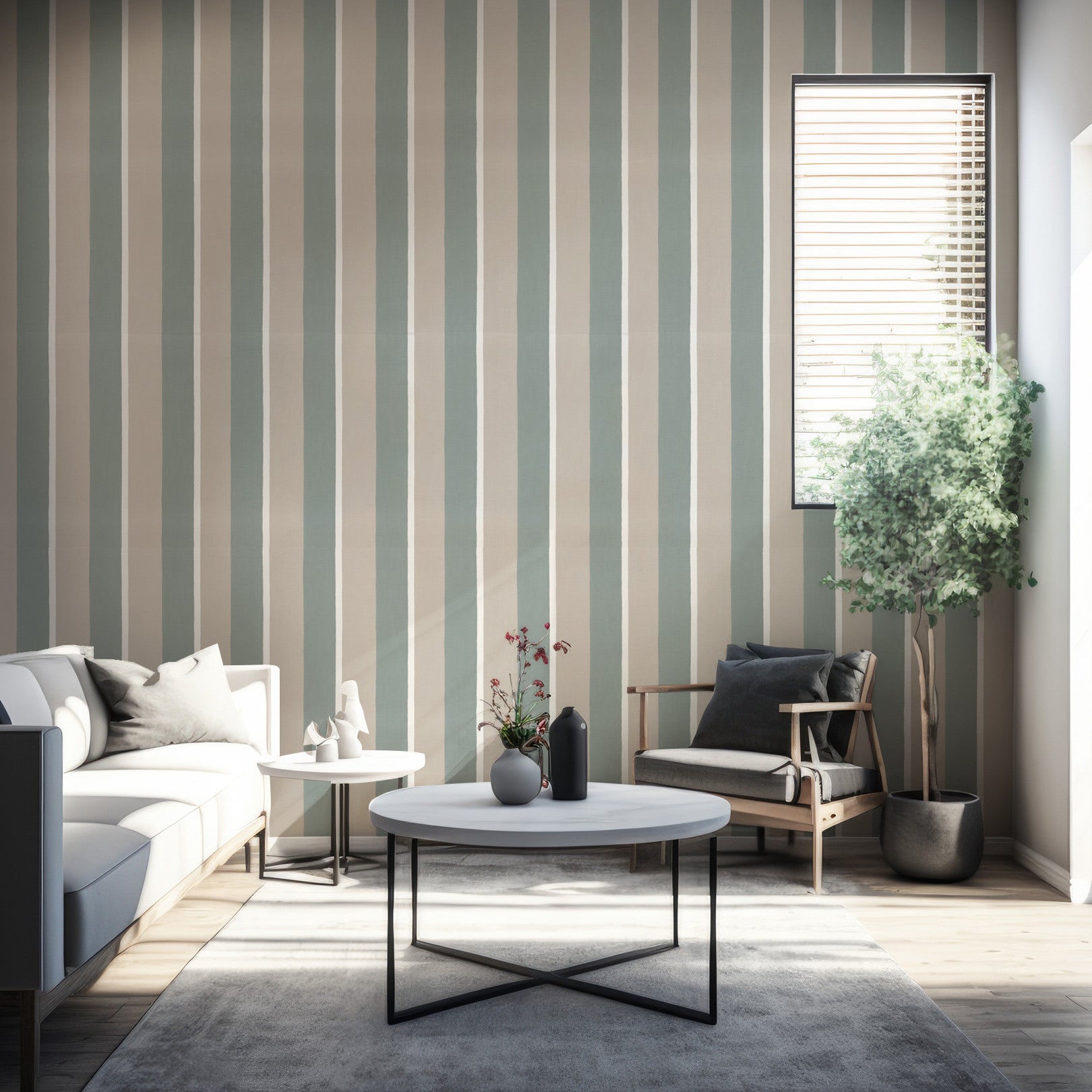 Structuurverf die canvas met strepen imiteert SINOPIA - GRÈGE/VERT DE GRIS groen met bruin