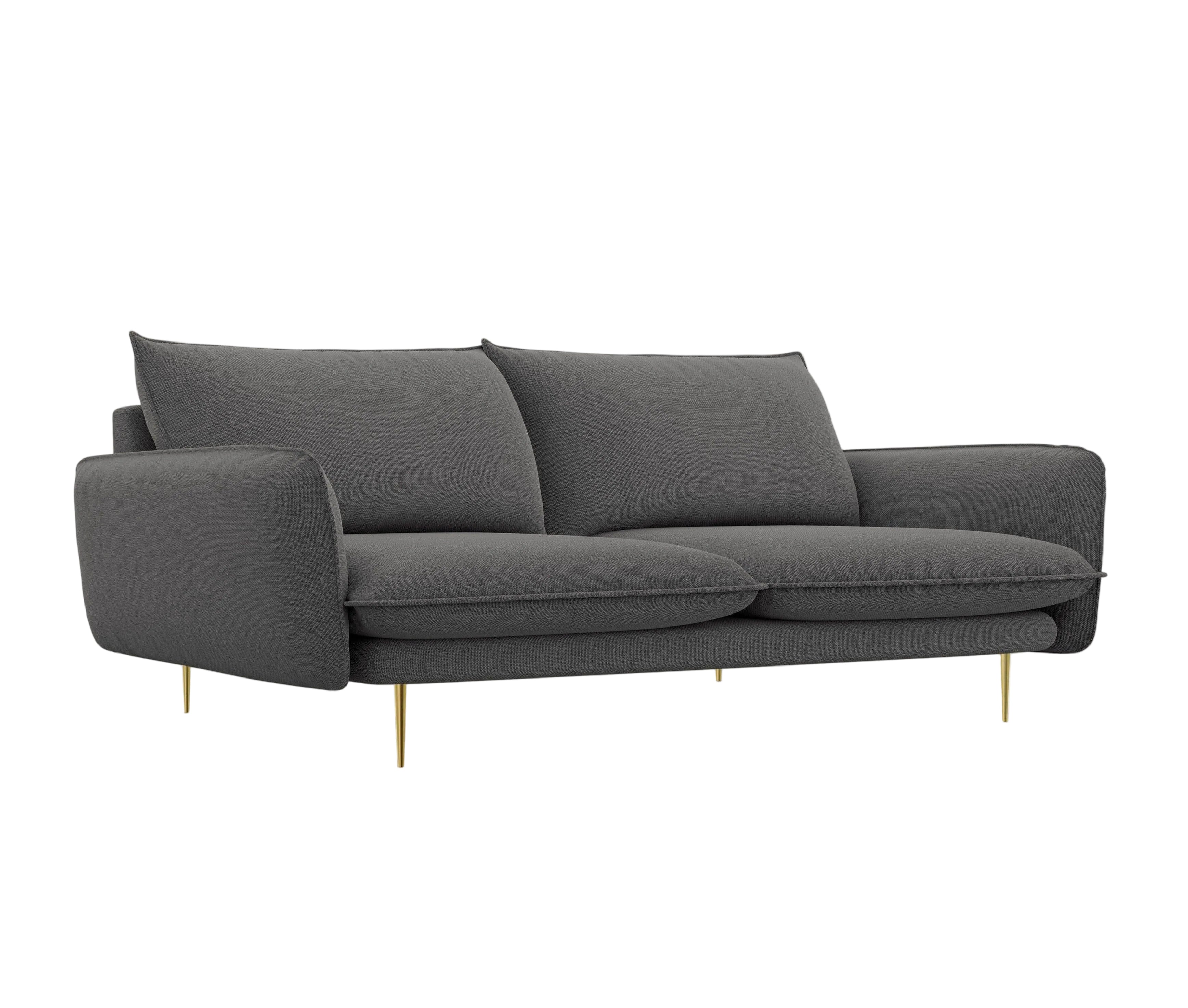 Sofa 4-osobowa VIENNA ciemnoszary ze złotą podstawą Cosmopolitan Design    Eye on Design