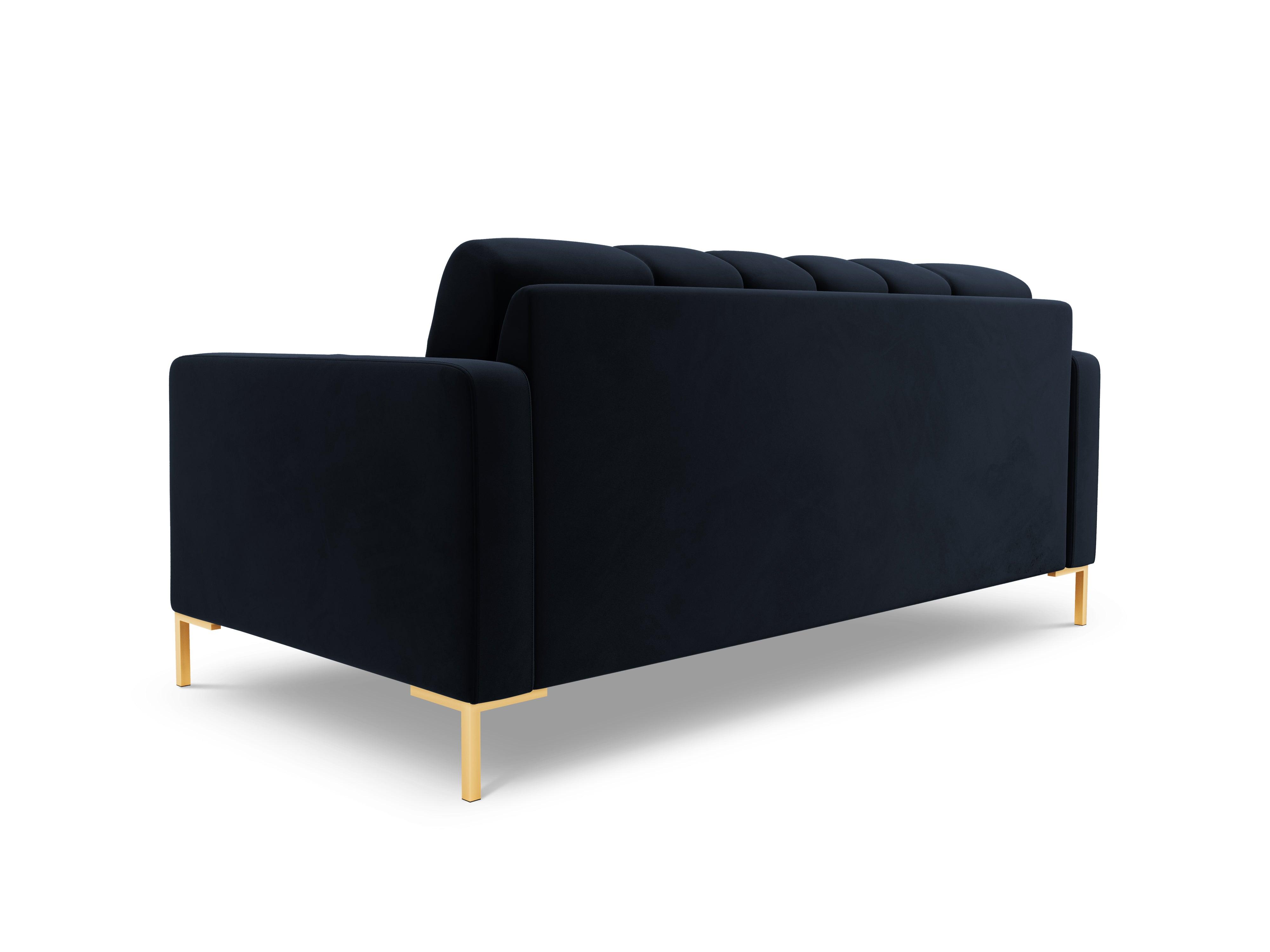 Sofa aksamitna 2-osobowa BALI ciemnoniebieski ze złotą podstawą Cosmopolitan Design    Eye on Design