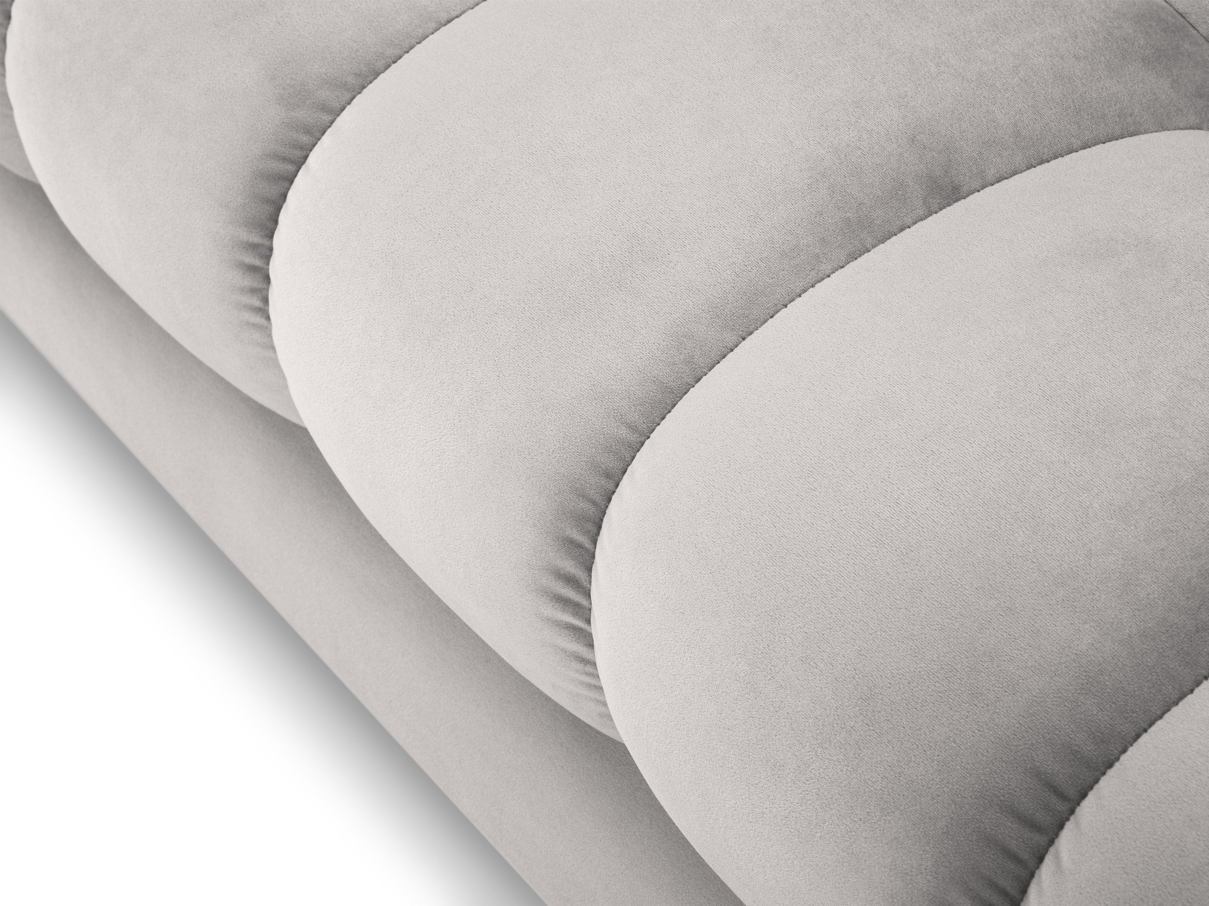 Sofa aksamitna 2-osobowa BALI srebrny z czarną podstawą – Cosmopolitan Design