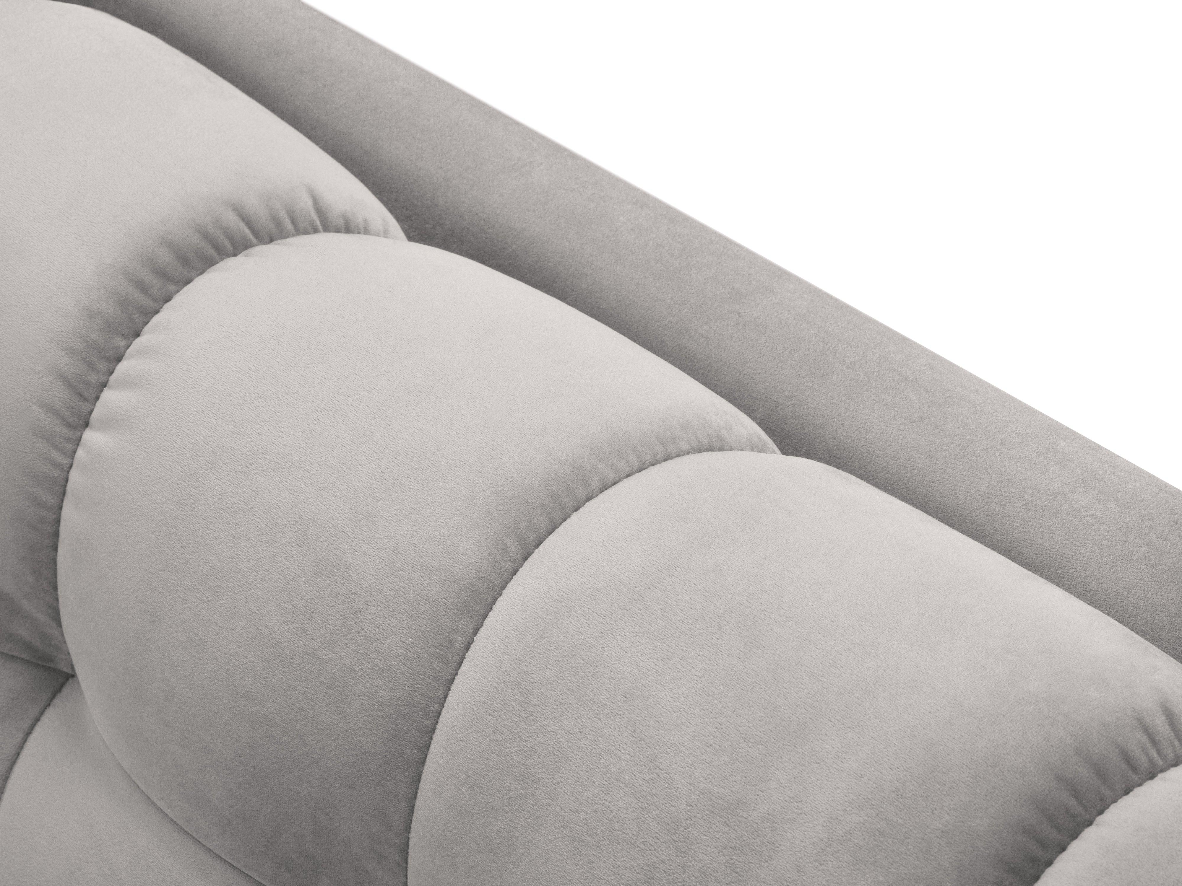 Sofa aksamitna 2-osobowa BALI srebrny z czarną podstawą – Cosmopolitan Design